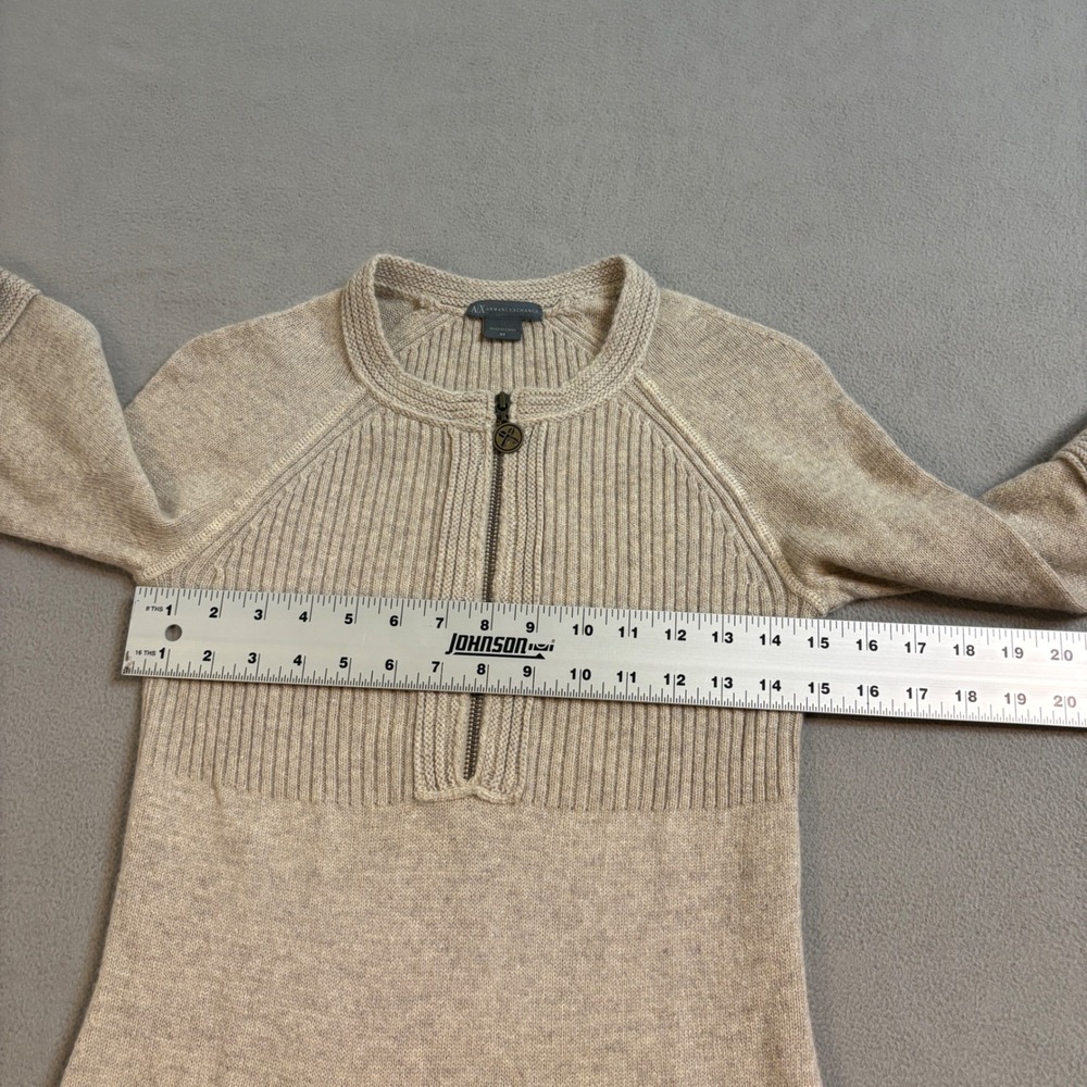 Armani Exchange Wool Cashmere Blend Quarter Zip Sweater Dress Beige Womens XS - Picture 7 of 8